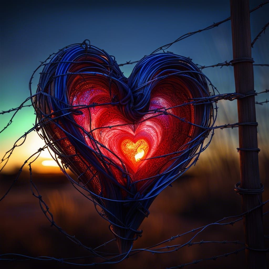 Barbed Wire Heart in Exquisite Light