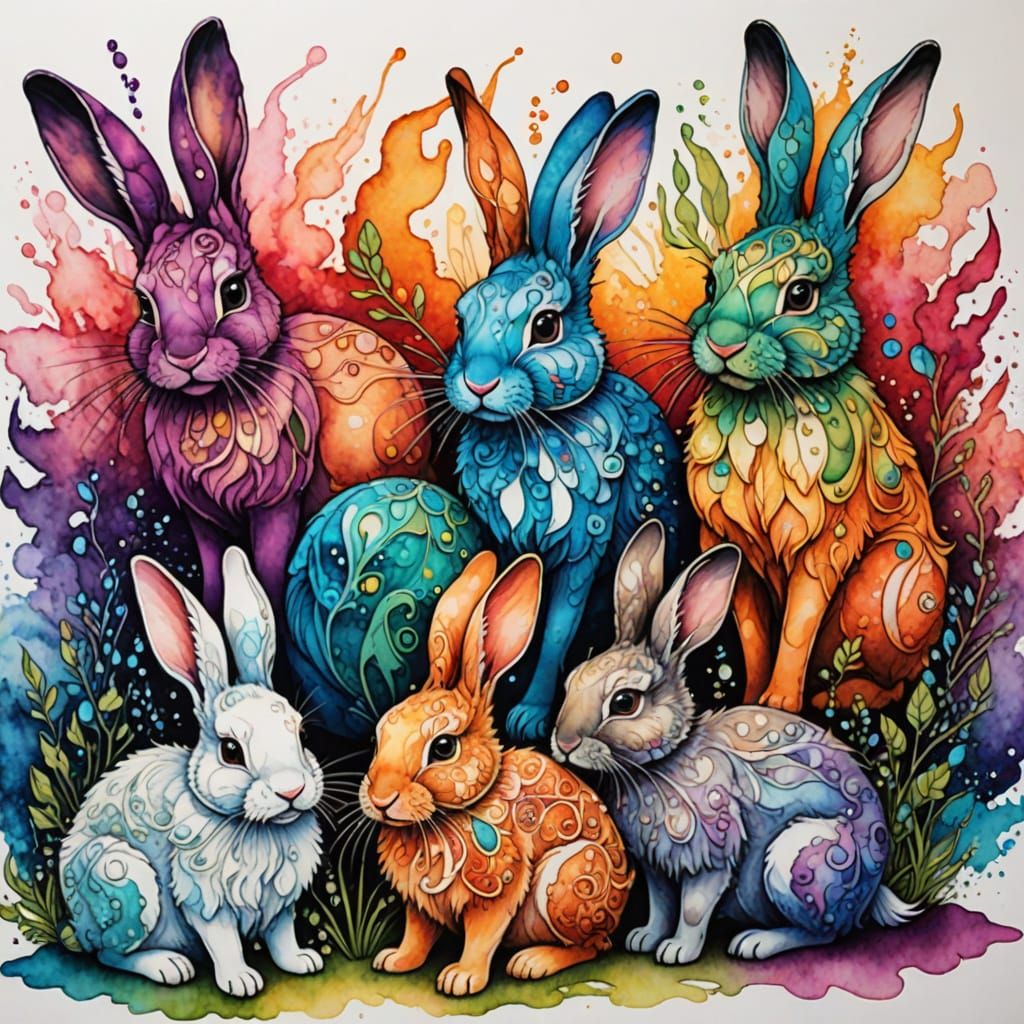 Intricately detailed alcohol ink illustration, magical dust ...