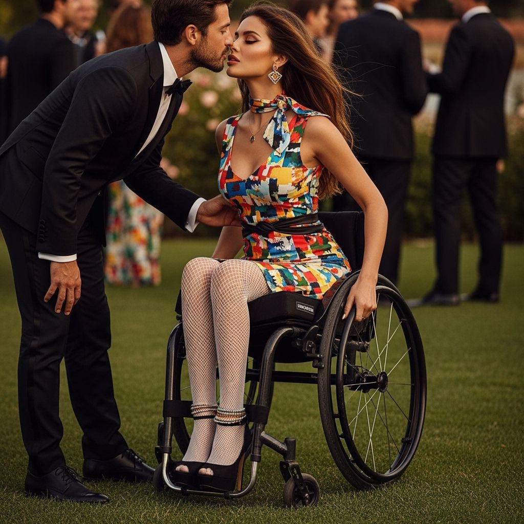 Breathtaking Woman Offers Kiss at Tuscan Garden Party