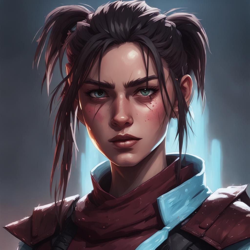 Water Ninja Portrait in Dynamic Lighting