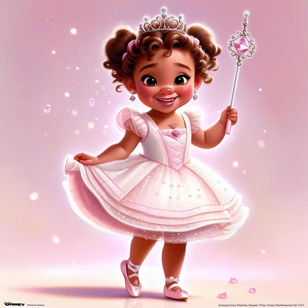 Toddler Princess with Wand: 3D Digital Art