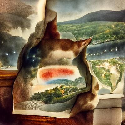 Pensive Figure in Hudson River School Watercolor