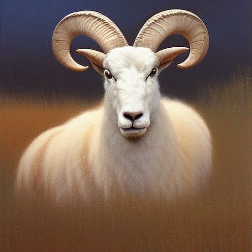 Ram in Oil Painting Style of James Gurney