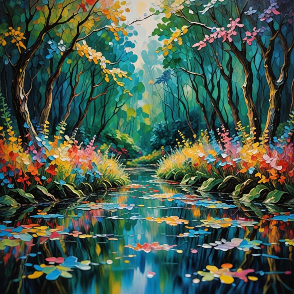 Dreamy Expressionist Sculpture in Vibrant, Textured Colors