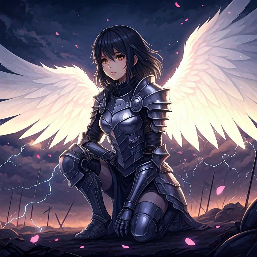 Anime Valkyrie Taking Soul on Battlefield