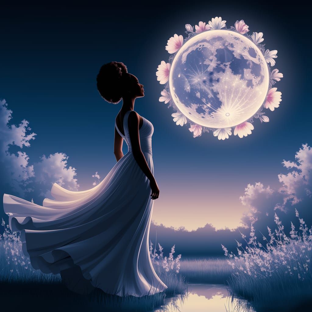 Regal Woman Under the Flower Moon