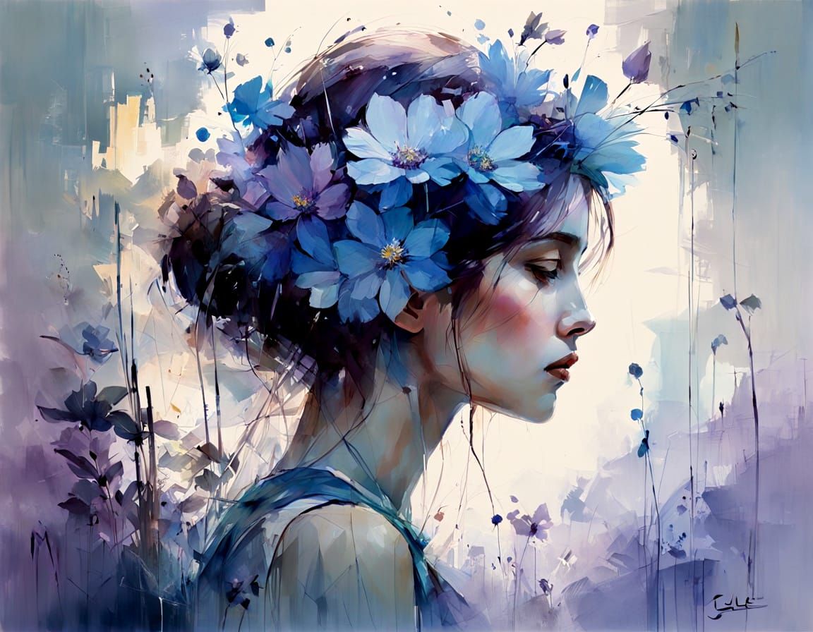 Ethereal Blue Blooms in Nocturnal Glow