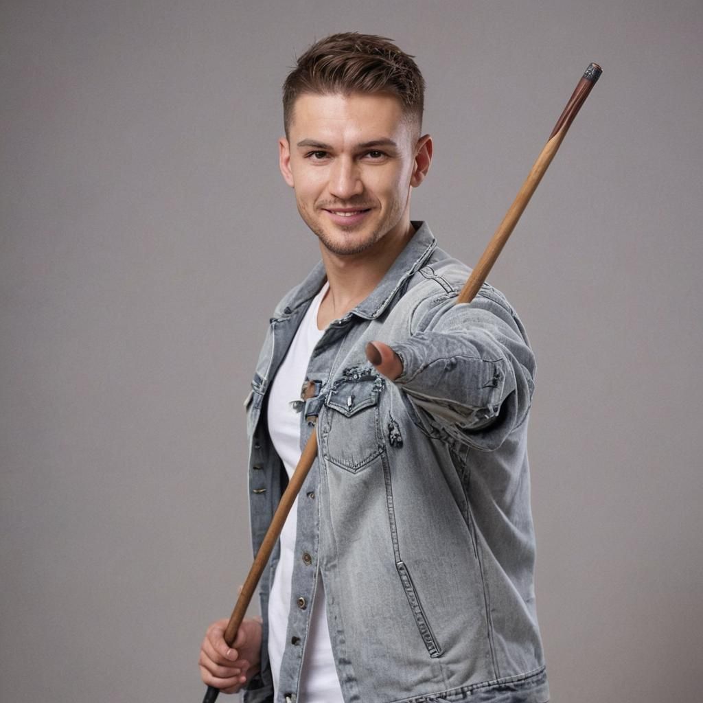 Man Aiming Pool Shot in Photorealistic Style