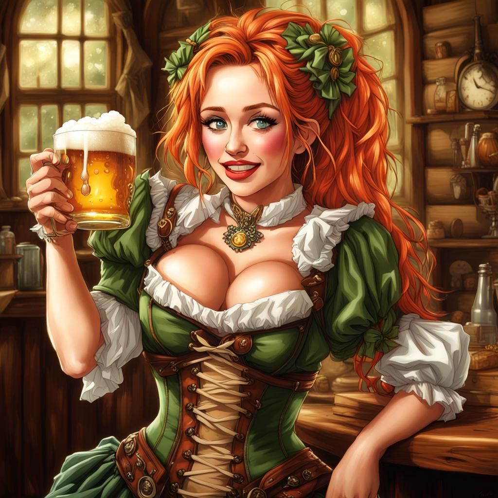 Embracing Princess and Beer Maiden in Renaissance Style