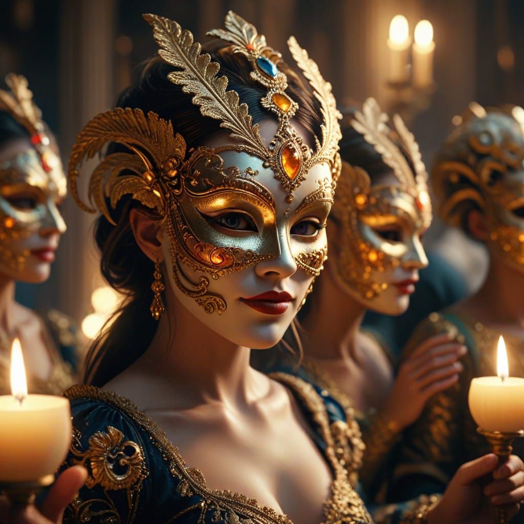 Baroque Mask Ball in Hyper-Realistic 3D