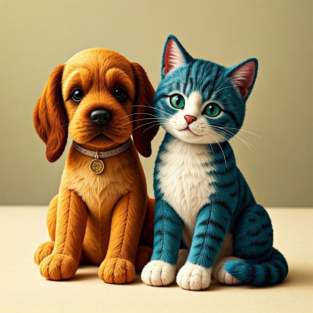 Felted Puppies and Kittens in Beatrix Potter Style