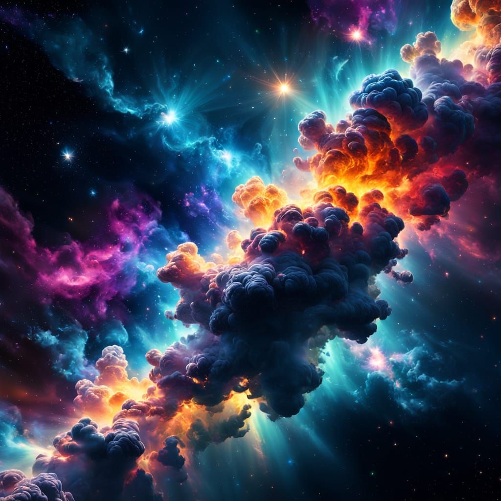 Vibrant Space Nebula Cloud in Cinematic Concept Art Style