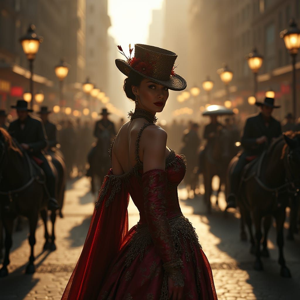 Gilded Age New York Street Scene in Cinematic Style