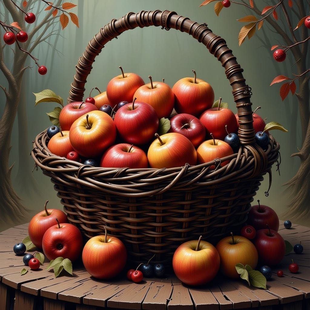 Steampunk Still Life: Apples in a Basket