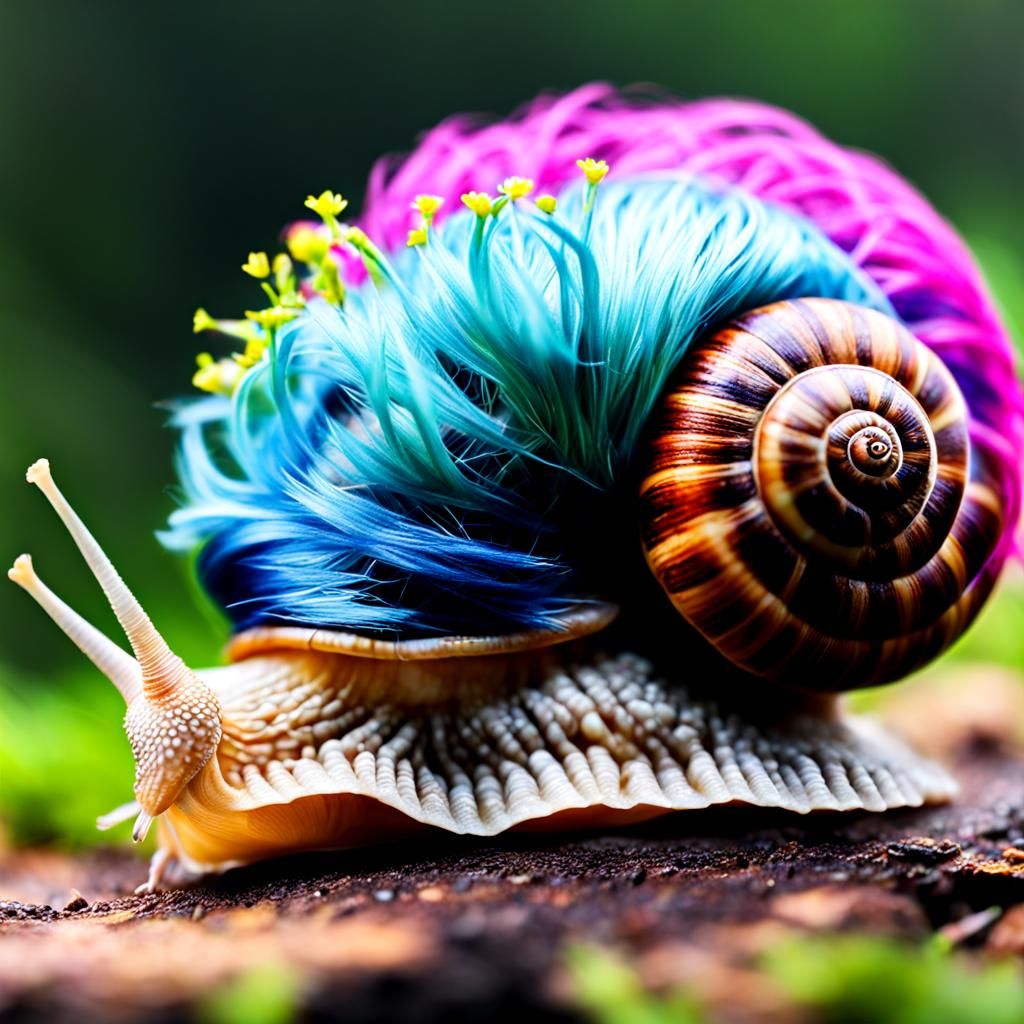 Snail's Wild Wig: A Whimsical Image