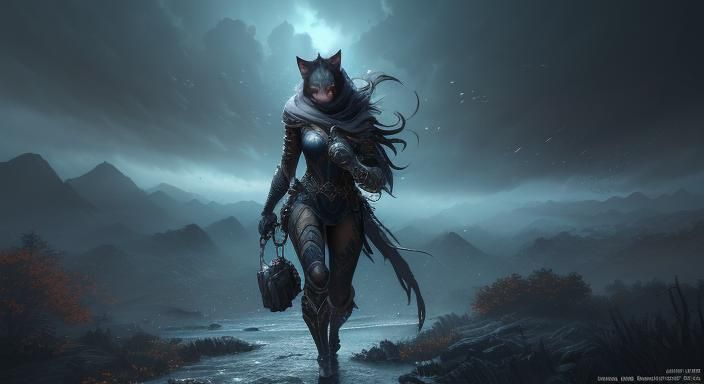 Hyperrealistic Anime Catgirl in 3D Game Style