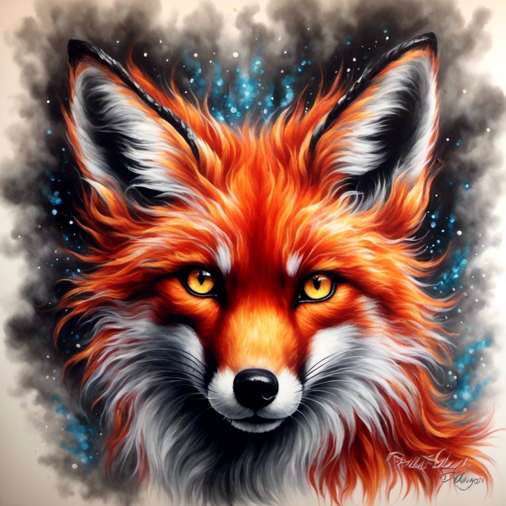 Flaming Red Fox with Prismatic Eyes