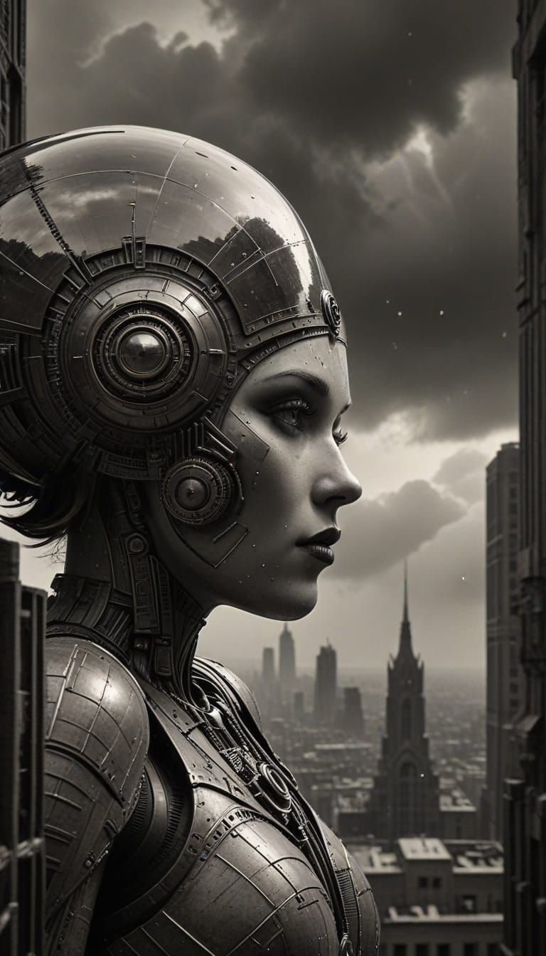 Art Deco Android Meets 1920s Film Star in a German Expressio...