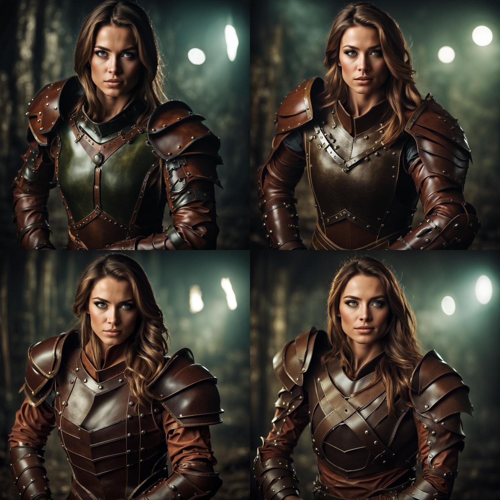 Sensual Woman Warrior in Dark Dungeon, Airbrush Portrait