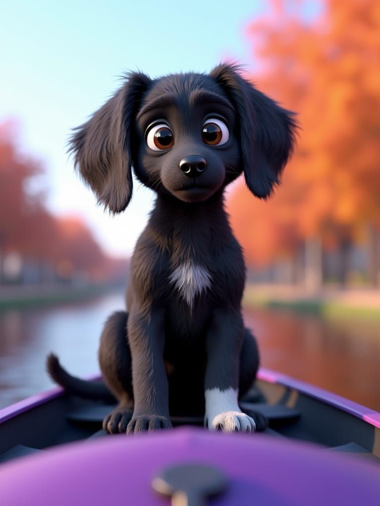 Vibrant Border Collie Cocker Spaniel Mix on a Colourful Cana...