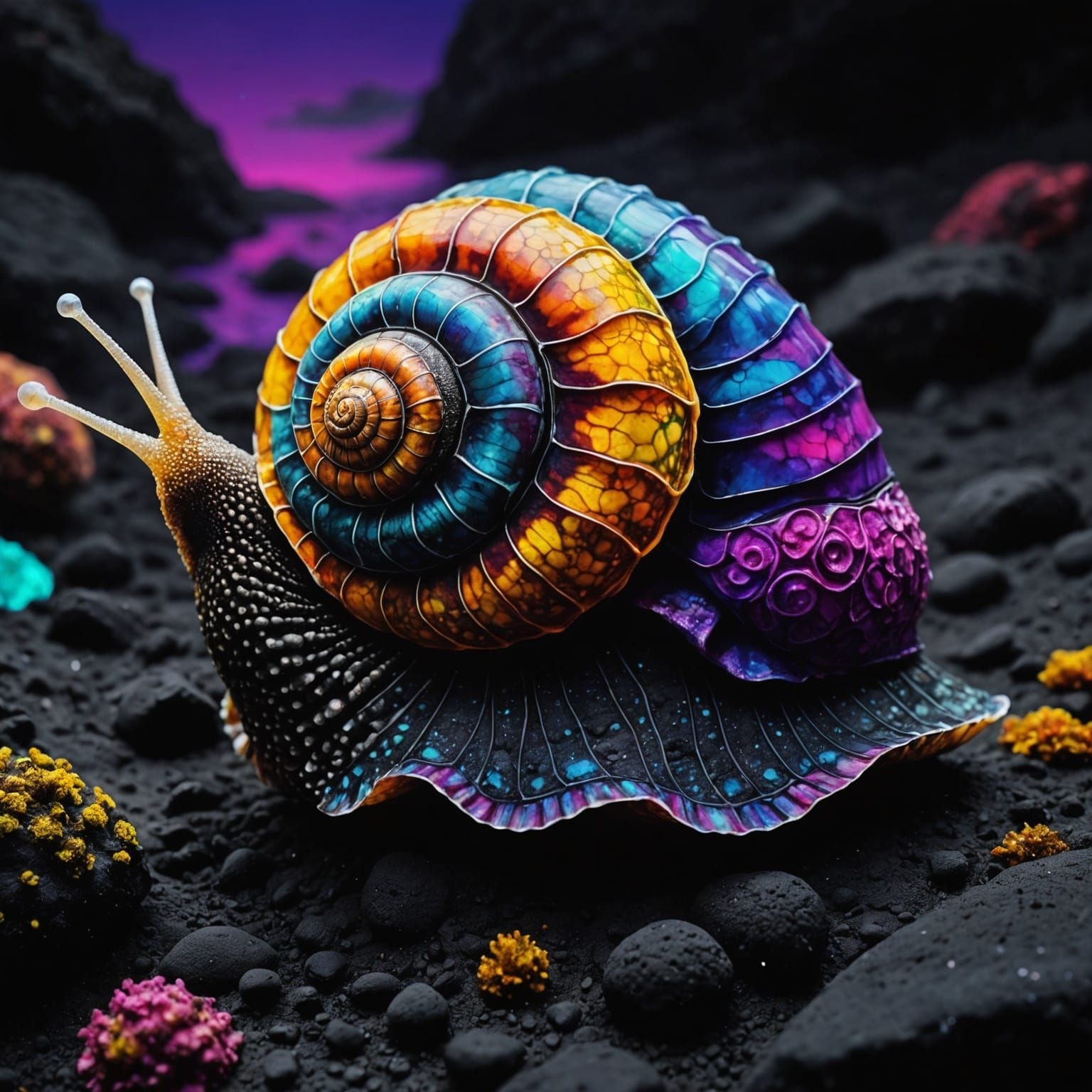 Fluorescent Sea Snail on Lava Rock