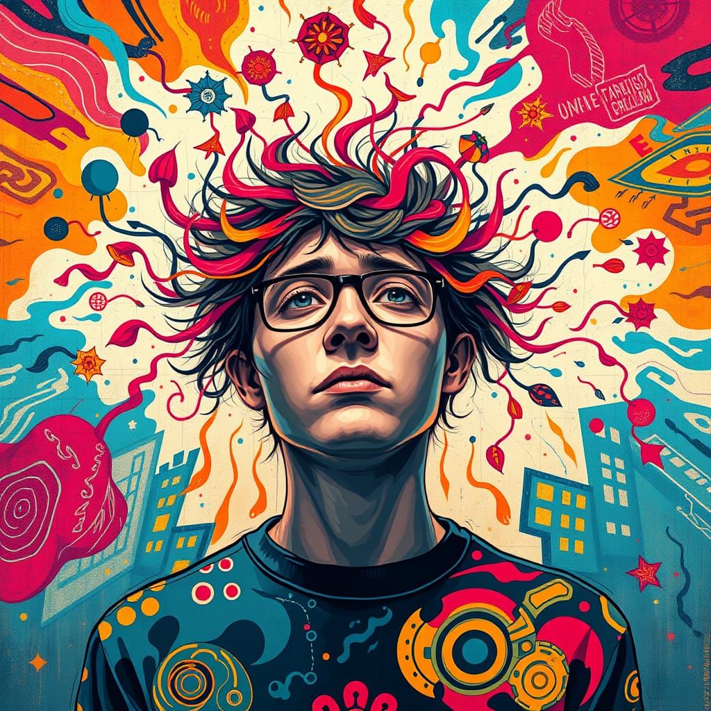 ADHD Visualized: Abstract Portrait in Modern Style