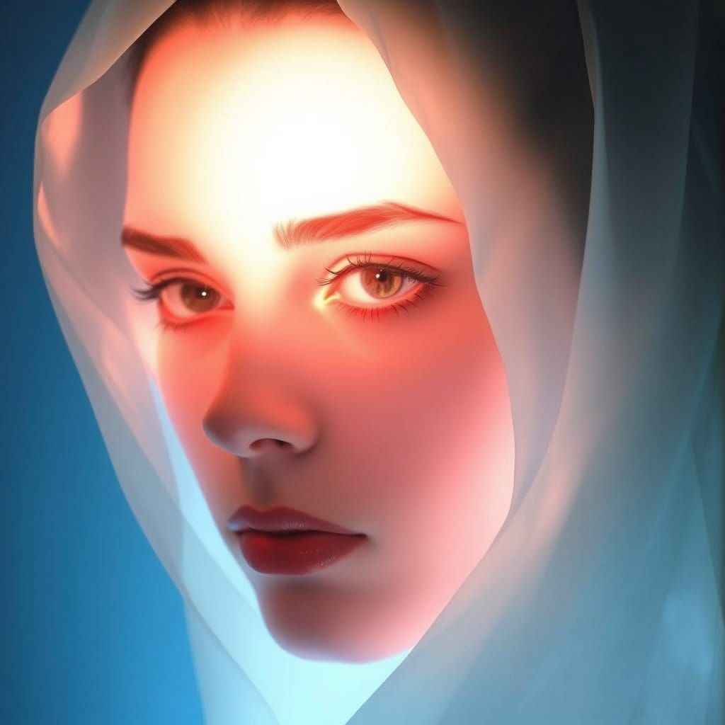 Minimalist Portrait with Translucent Light and Ethereal Glow