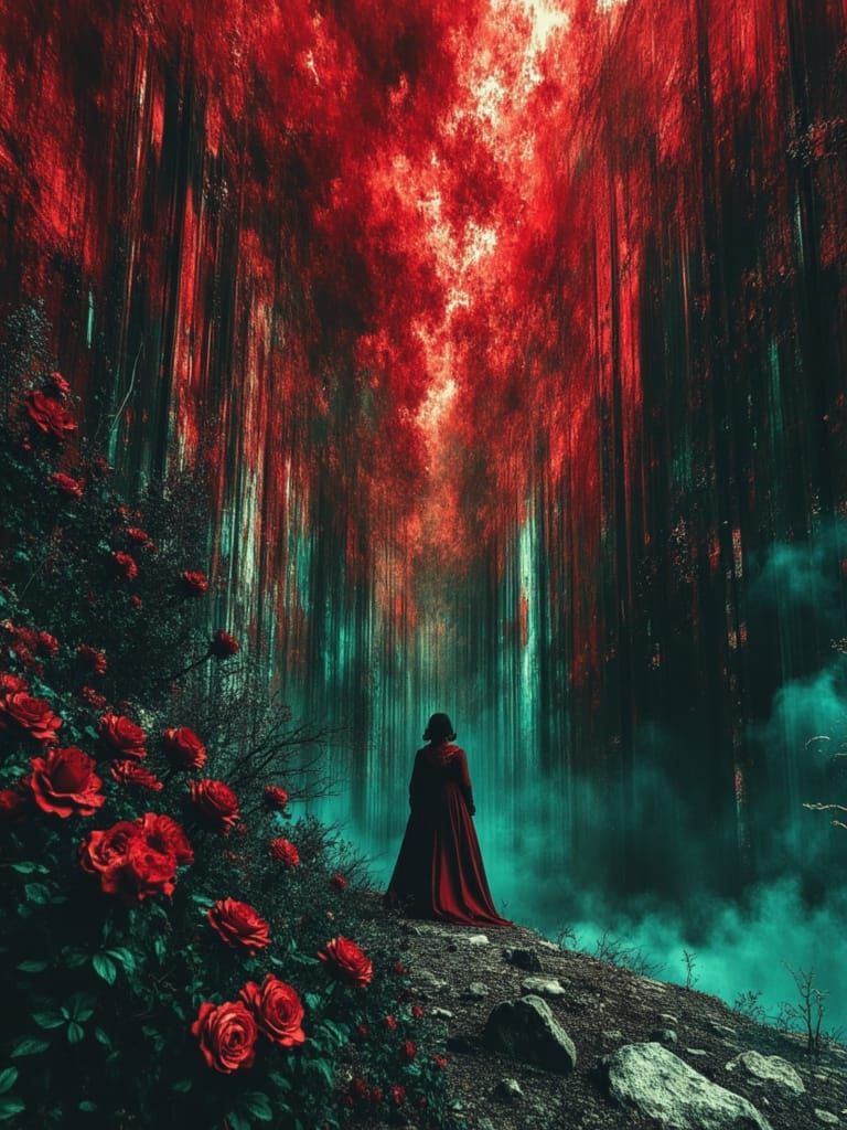 Dark Fantasy Landscape with Retro-Horror Elements