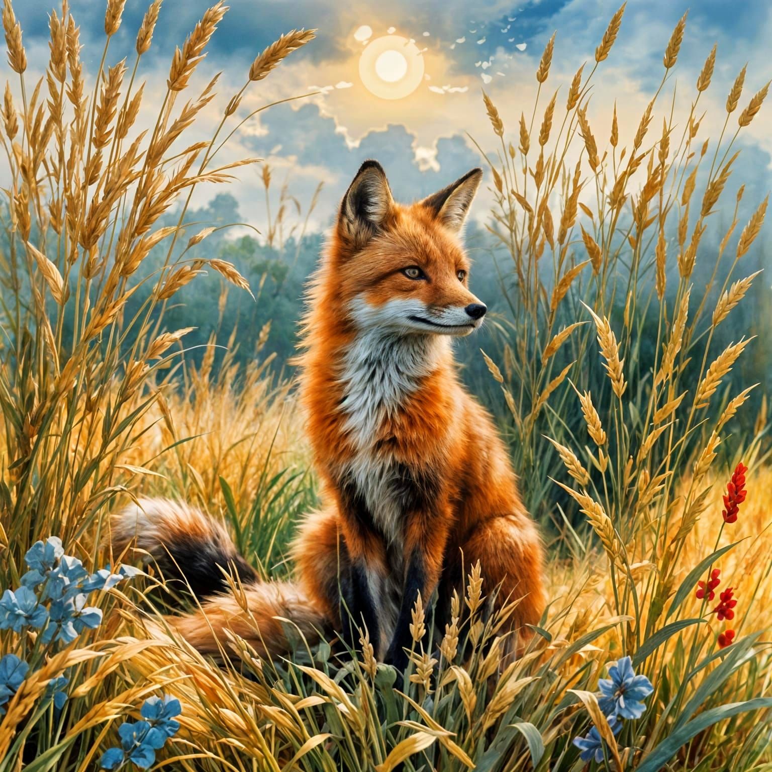 Fox in Field: A Wildlife Scene