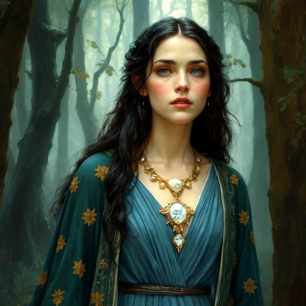 Elven Goddess Lúthien in Majestic Velvet and Gold