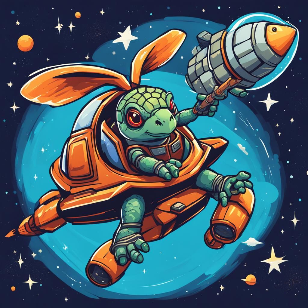 Space Turtle and Hare Rocket Race