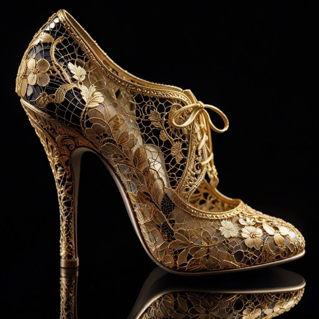Golden Lace High-Heel in Baroque Fashion