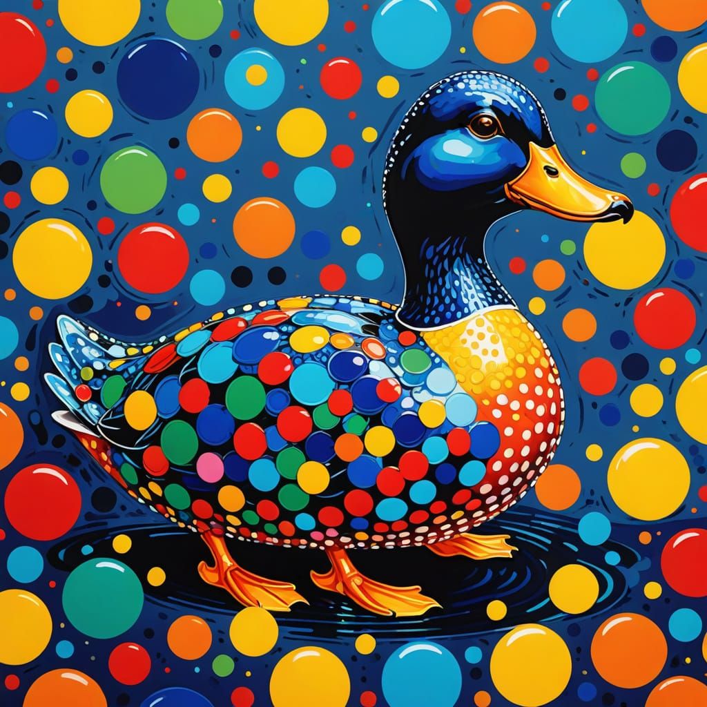 Pop Art Duck with Polka Dots