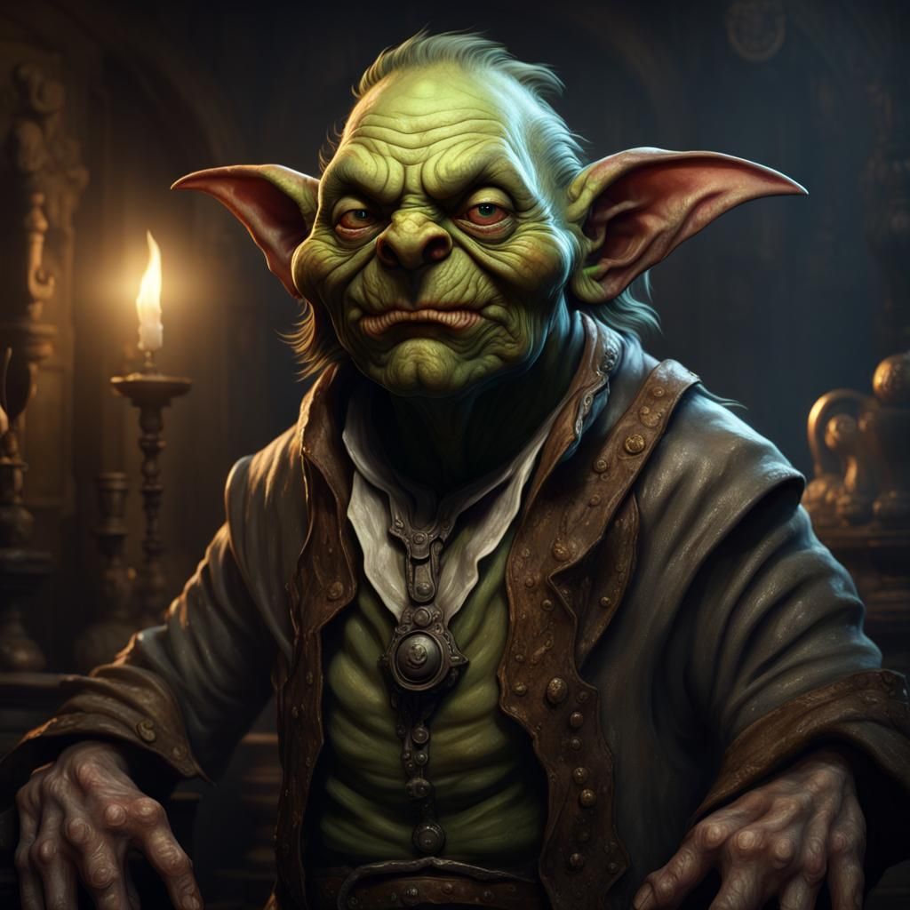 Rich Goblin Portrait in Dark Fantasy Style