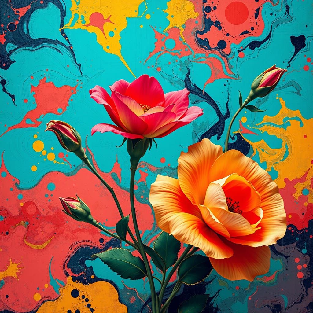 Vibrant Desert Rose Blooms in Abstract Colors