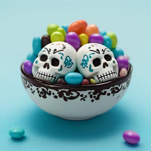 Pastel Sugar Skull Eggs in Hyperrealistic Style