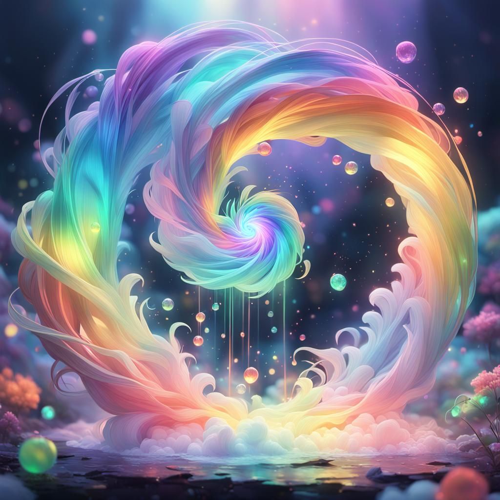 Glowing Rainbow Swirl in Anime Style