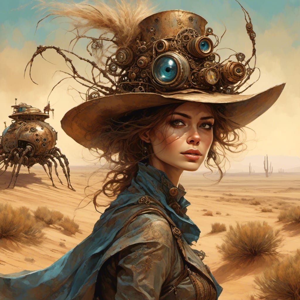 Enchantress and Steampunk Spider Cross Desert