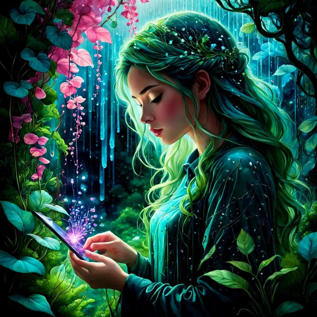 Surreal Dreamscape with Ethereal Plant Life in Vibrant Neon ...