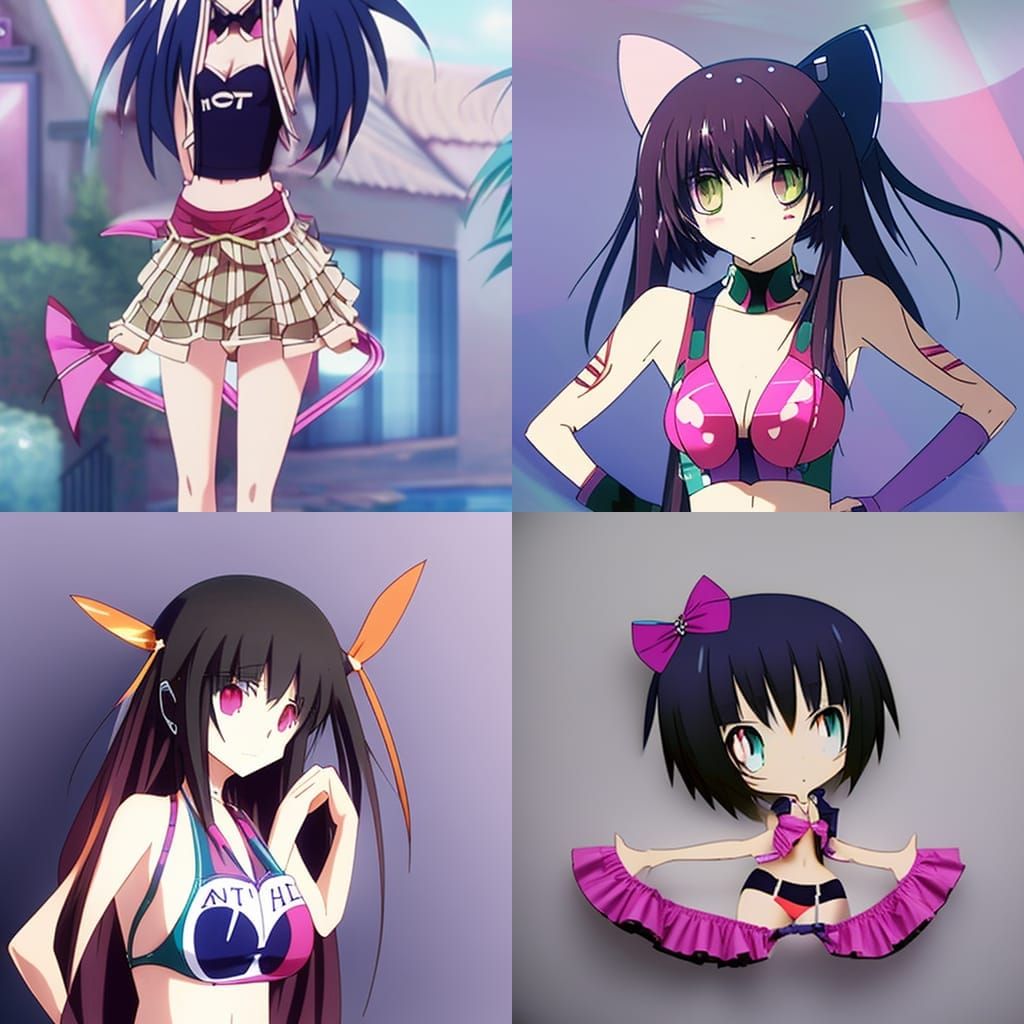 Anime Girl in Swimsuit: AI Generated Image