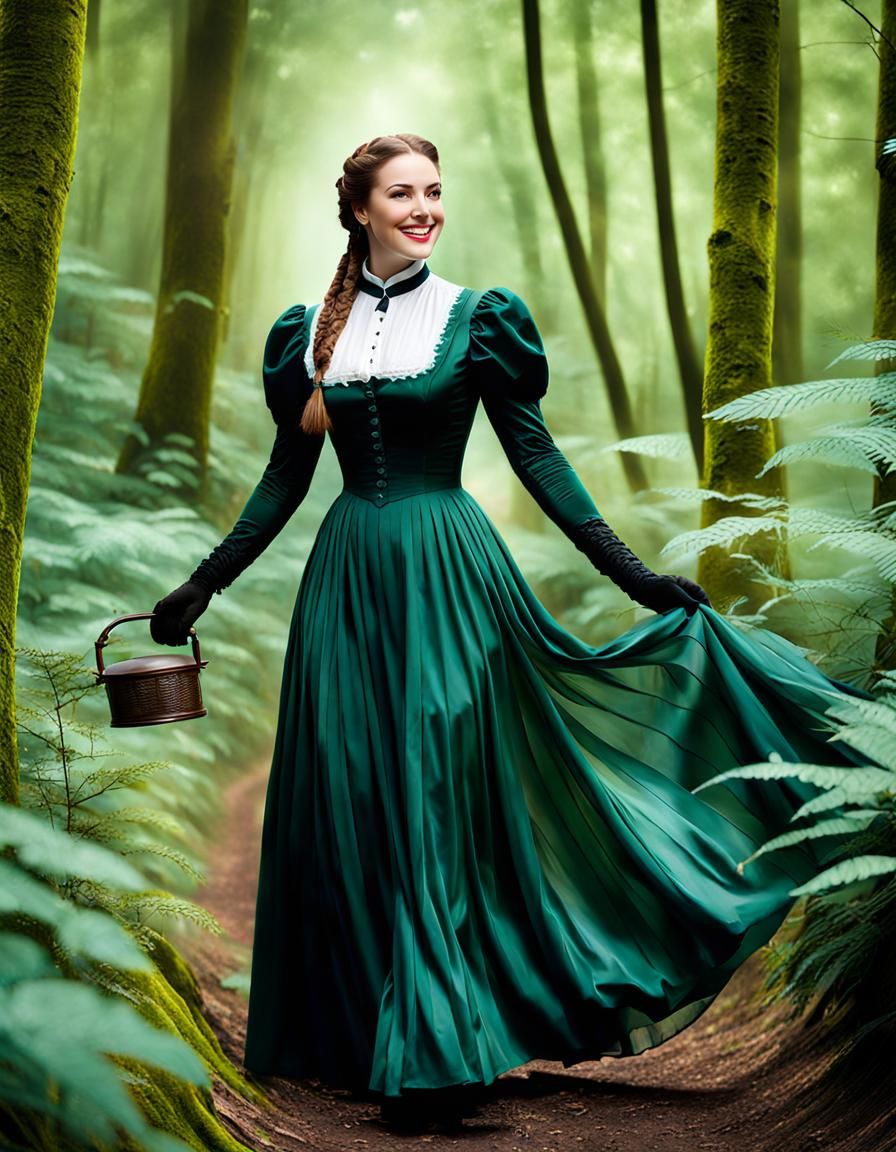 Forest Explorer in Victorian Style Oil Painting