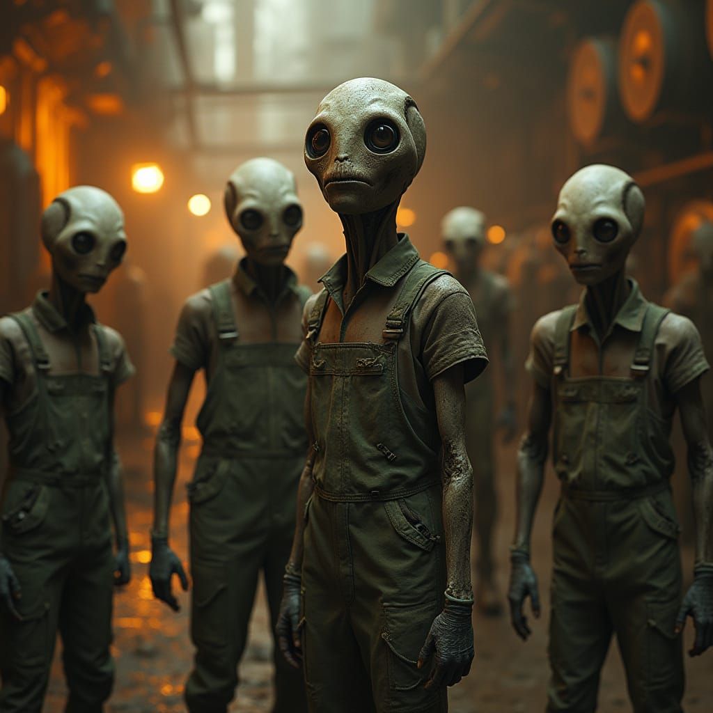 Grotesque Humanoids in a Nuclear Plant, Dystopian Art