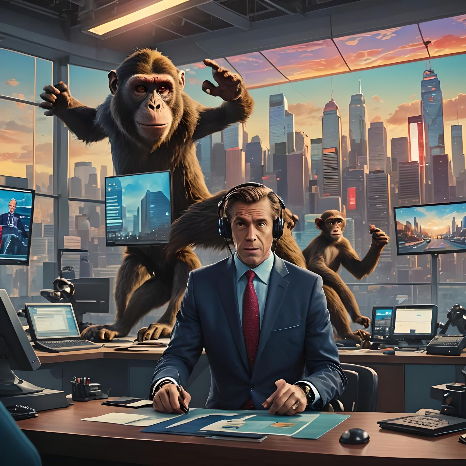 News Anchor Photobomb Generated by AI