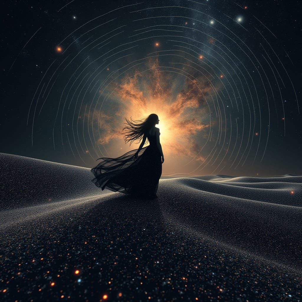 Cosmic Desert Nebula with Celestial Wanderer