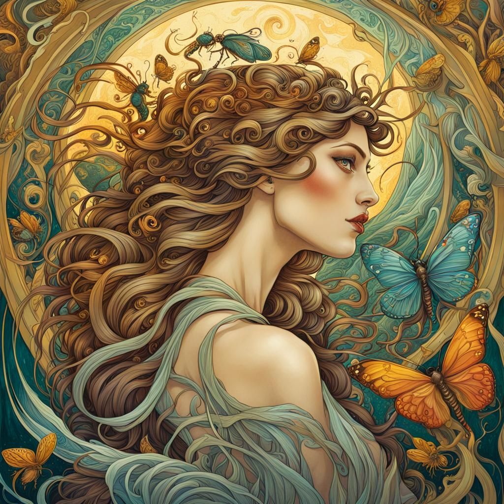 Art Nouveau Goddess of Insects and Decay