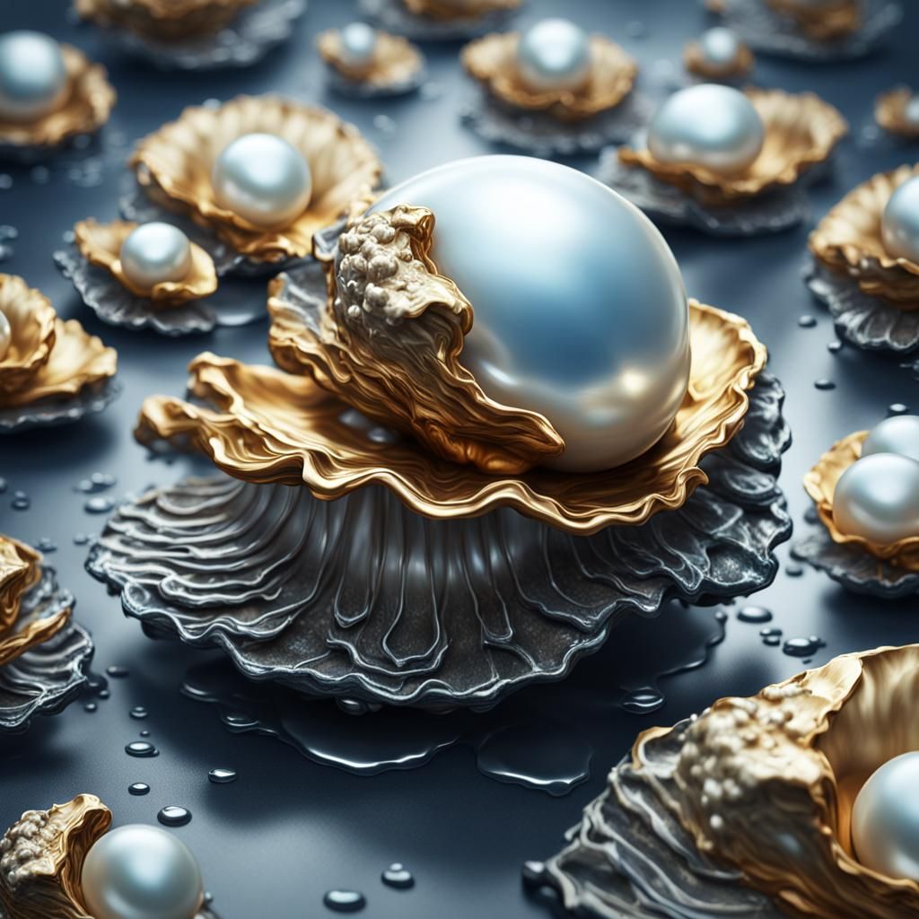 Pearl Oyster Symbol in Detailed Matte Painting