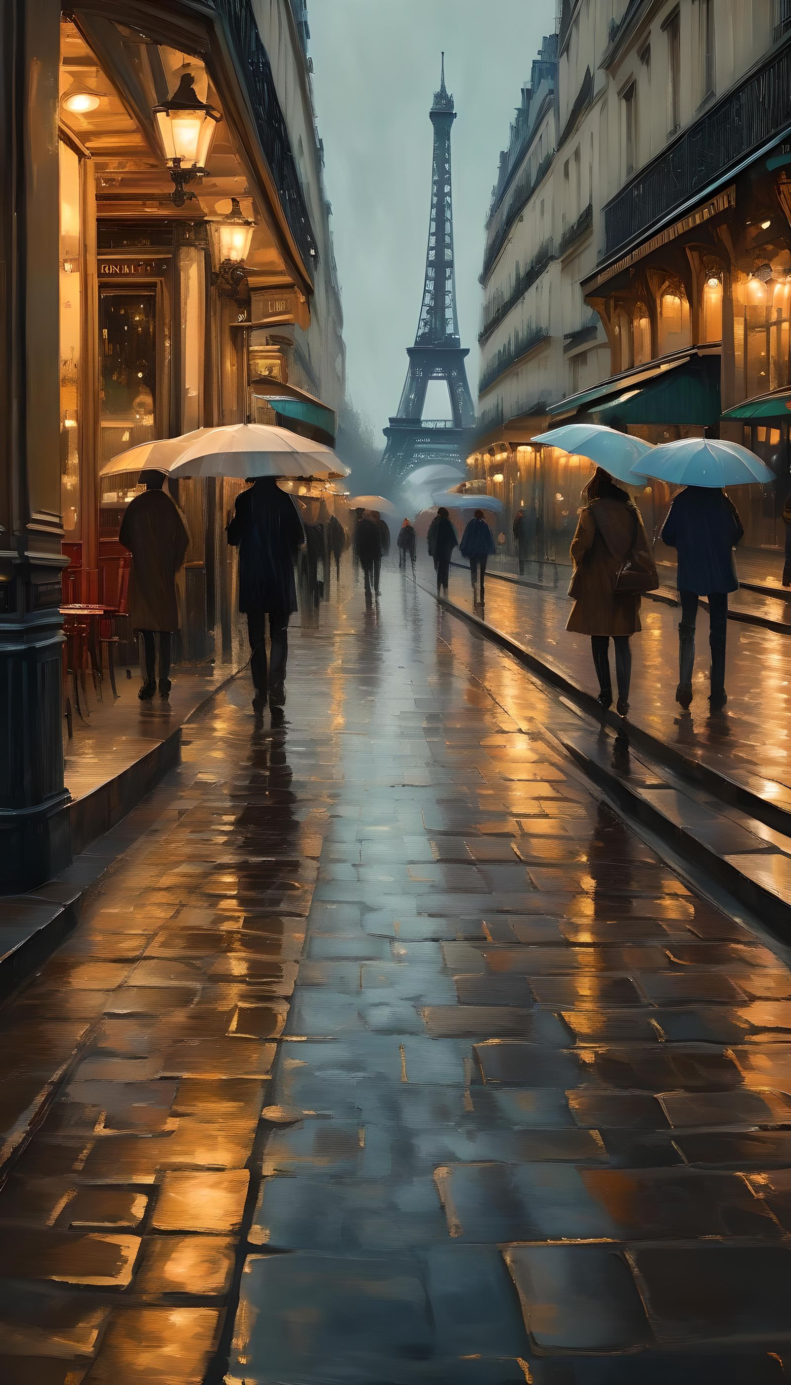 Paris Street Scene with Eiffel Tower