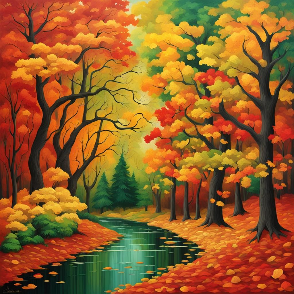 Surreal Autumn Landscape in Vibrant Colors