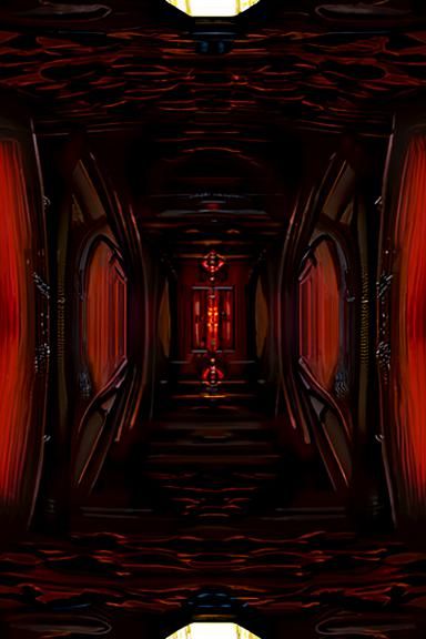 Dramatic Hallway in Oil Painting Style