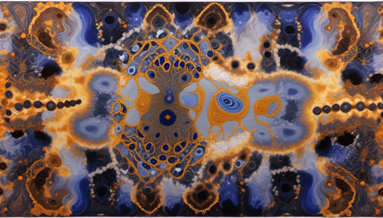 Fractal Marsupial Interface with Agate and Lapis Lazuli
